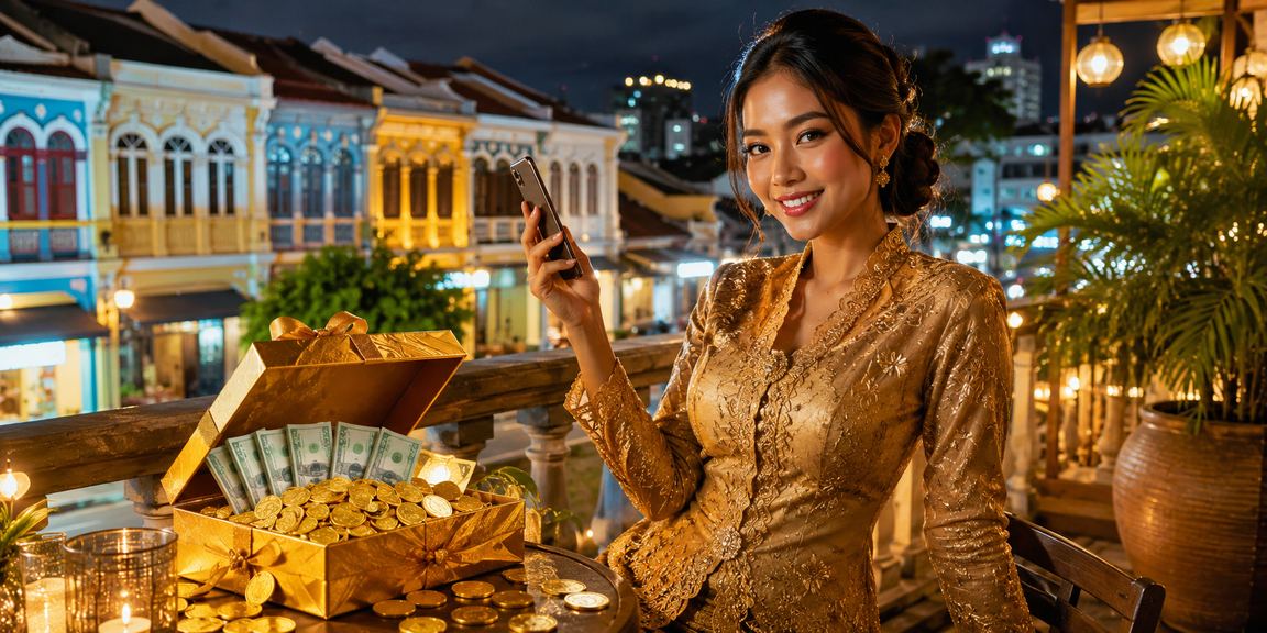 Pengguna wanita Malaysia mendaftar akaun kakislot menggunakan telefon mudah alih di Pulau Pinang